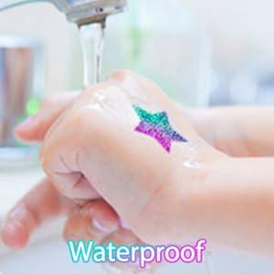 Temporary Glitter Tattoo Kit for Kids & Adults, 42 Glitter & 6 Fluorescent Color, 209 Stencils, 4 Glue, 5 Brushes, 1 Diamond Sticker, Safe & Easy Removal Face Body Art Birthday Party Supplies