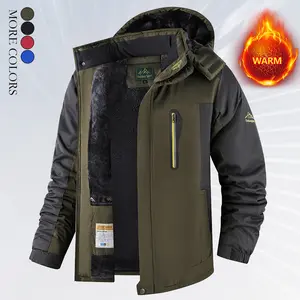 Men's Winter Fleece-Lined Warm Jacket with Sherpa Lining Regular Fit Long-Sleeve Hooded Coat for Cold Weather Sports Outdoor Apparel