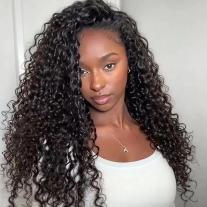 ISEE HAIR 250% Water Wave Wear Go Half Wig Glueless Human Hair Wig – Invisible Hairline Seamless Blend Flip Over Wig Beginner Friendly No Leave Out Vacation Hair Summer Hairstyles Budget Friendly Wig Beach Essentials#SummerWins#DealsForYouDays