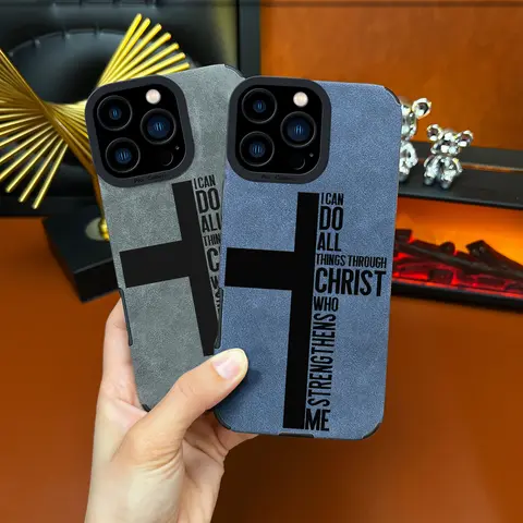 Cross Leather Smartphone Casing Suitable for iPhone 18 17, 16, 15, 14, 13, 12, 11 Pro Max Plus, X, XS Max - Handheld Device TPU Cover with Anti-Drop, Shockproof, Non-Slip, Full Screen Protection - ZQ39