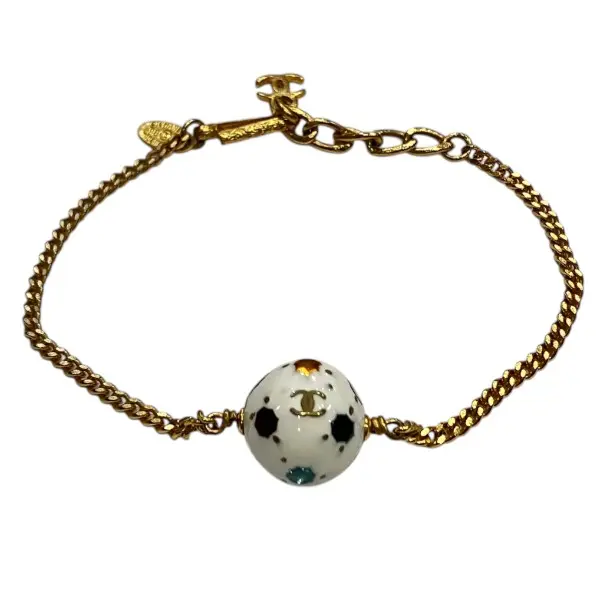 Pre-owned CHANEL Gold-plated Small Leather Goods Coco Mark Bracelet