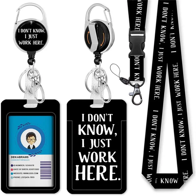 Retractable Badge Holder with Detachable Lanyard, Retractable Badge Reel, 1 Set Id Badge Holder, Id Card Holder for Office, School, Hospital