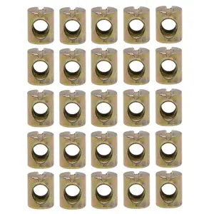 25Pcs M6 Barrel Nuts Cross Dowels Slotted Nuts for Furniture, Beds, Cribs and Chairs