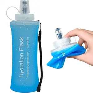 Portable Silicone Straw Water Bottle, Drop-Resistant, Tpu Material, 500ML Capacity, Ideal for Camping, Cycling, Running, Sports Hydration