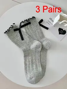 Ruffle Socks Women, Turn-Cuff Frilly Sock, Lightweight Athletic Crew Socks, Cute Butterfly Pattern, Fitted Style, Perfect Gift