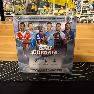 2025/26 Topps Chrome UEFA Club Competition Trading Cards mega box