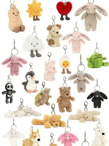 Kawaii Plush Animal Keychain - Cute Soft Mini Stuffed Bag Charm Adorable Key Ring Gift for Girls with Free Pouch Included