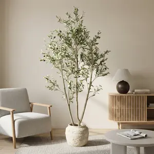 ARCH 6' Artificial  Olive Tree in Plastic Black Pot, 1pc/set