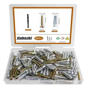 100 Pcs M4 M8 Tree Shaped Steel Hollow Wall Anchor with Screws, Metal Expansion Screws for Concrete and Drywall, Loose Hinge Hole Repair Kit