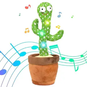 Dancing Cactus Toy, Talking Singing Swinging Mimicry, Repeat What You Say, Sunflower Cactus Toy, Recording Musical Light Up LED Features