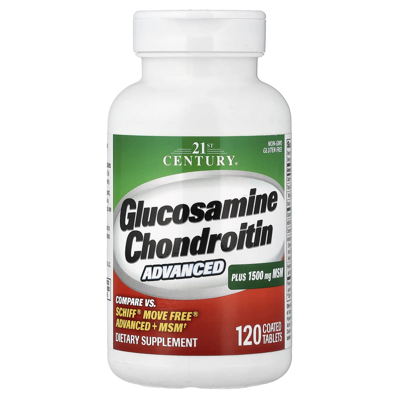 21st Century Glucosamine Chondroitin Advanced Plus MSM, 120 Coated Tablets | HSA/FSA Eligible
