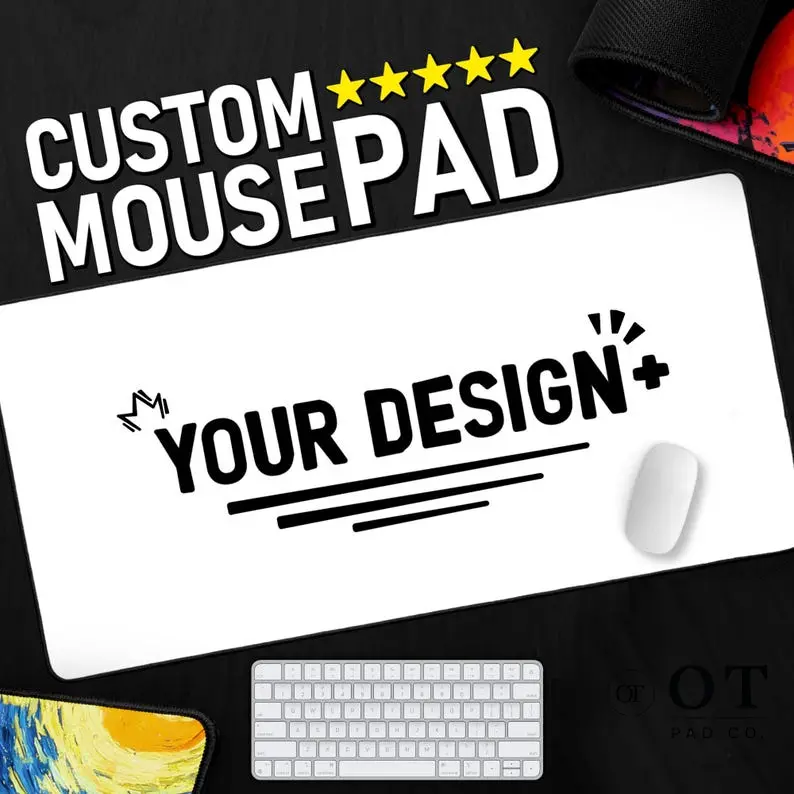 OT PAD CO. Custom Mouse Pad – Personalized Photo, Logo & Text Desk Mat, Custom Gaming Mouse Pad, Personalized Office Desk Accessories, Business Logo Mouse Pad, Coworker Gift, Unique Office Gift