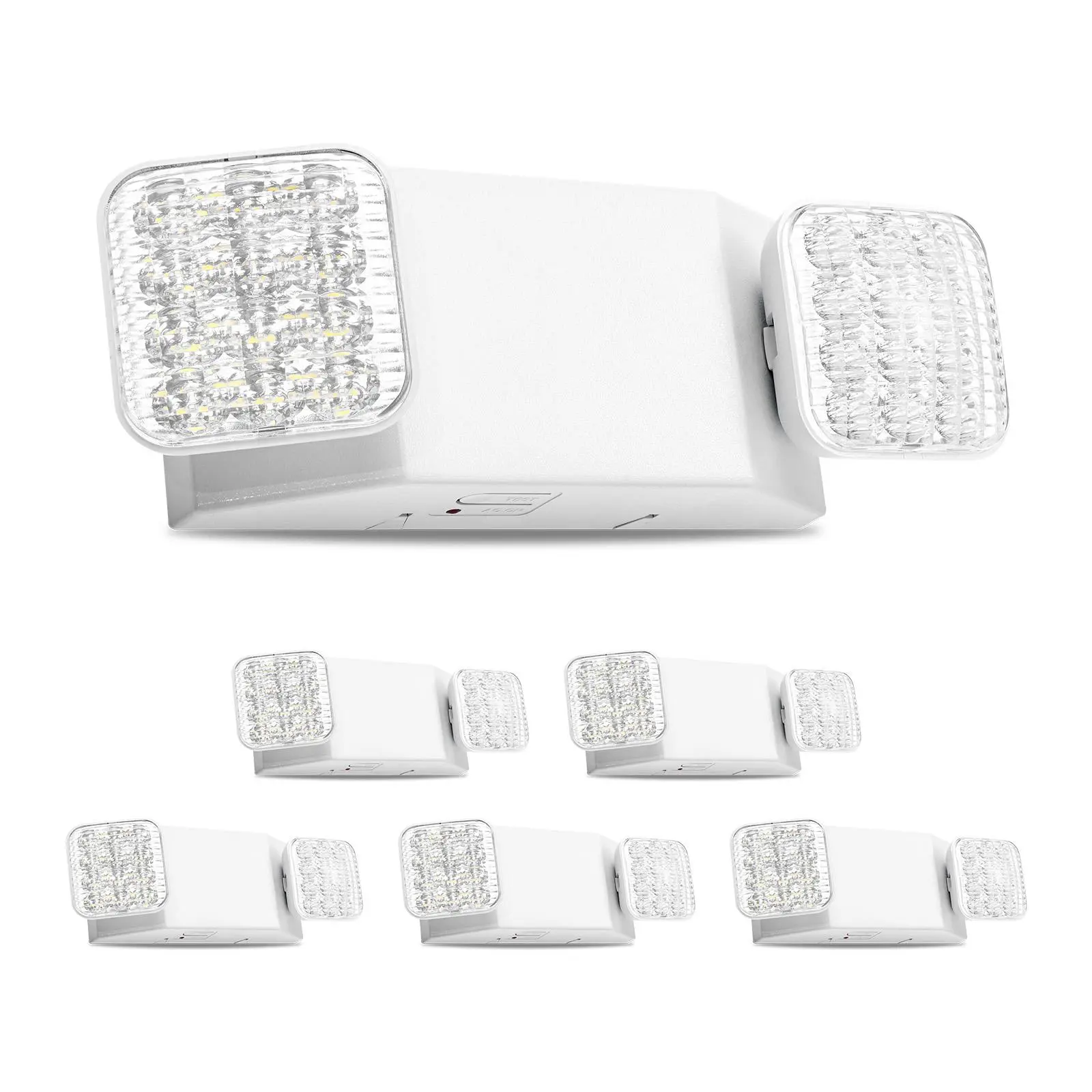 【Summerfinds】VEVOR 6 Pack Emergency Lights for Business, with Battery Backup, Commercial LED Emergency Exit Lighting Fixtures, AC 120/277V, with Two Square Head Adjustable, 90-Minute Backup, for Business, White