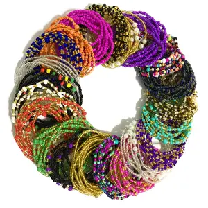 100Pcs Multi-layered Handmade Rice Bead Elastic Bracelet Bulk for Women, Bohemian Random Color Beaded Bracelet Set, Suitable for Daily Wear And Beach Vacation Party