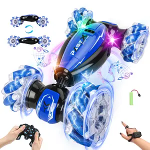 RC Stunt Car Gesture & Hand Controlled 2.4GHz Double Sided Drift LED Lights Music USB Charging 4WD Off-Road Race Toy for Kids Ages 6-12 Easy Remote Gesture Control Drift Car Christmas Gift, Boys&Girls