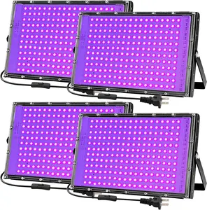 200W Black Lights for Glow Party -  Indoor Large High Power Black Light Flood Light 395nm UV Blacklight Floodlight Purple BlackLights Spotlight Fluorescent UV Lights for Halloween (4 Pack)