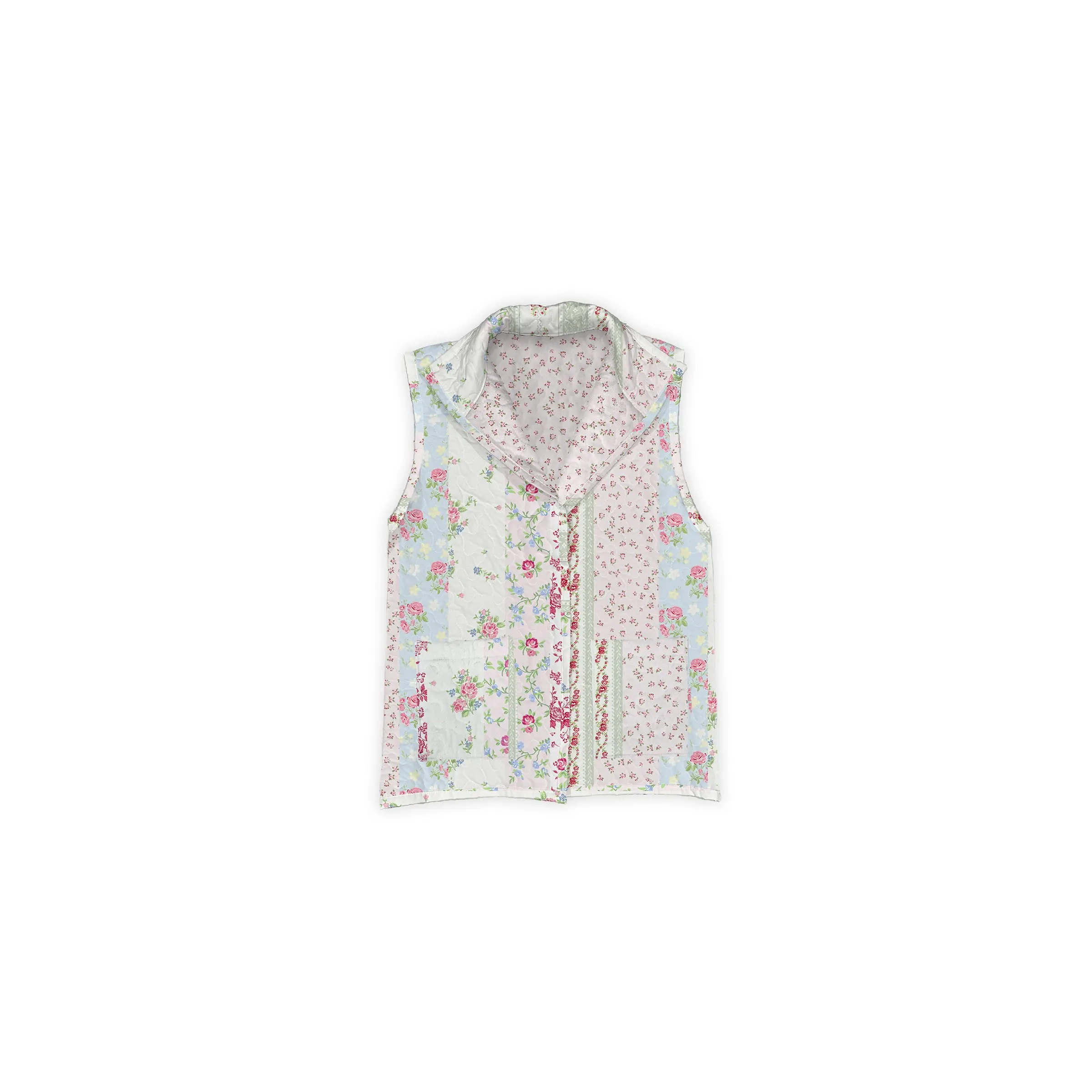 Lynette Patchwork Stripe Quilted Ruby Vest