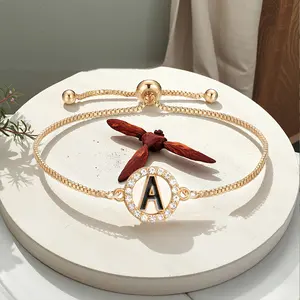1pc Fashion A-Z initials pendant bracelet, simple and exquisite 26 letters bracelet, adjustable Women's English name bracelet gift