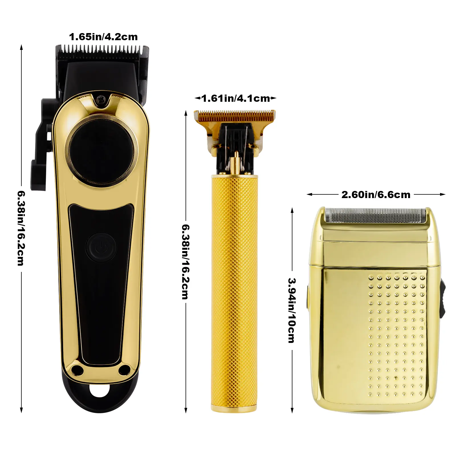 Wtispot Men's Hair Clipper & Beard Trimmer Set with USB Charging LCD Display 4 Combs Gold Finish for Travel & Home Use Gift Professional Cordless Hair Trimmer Kit
