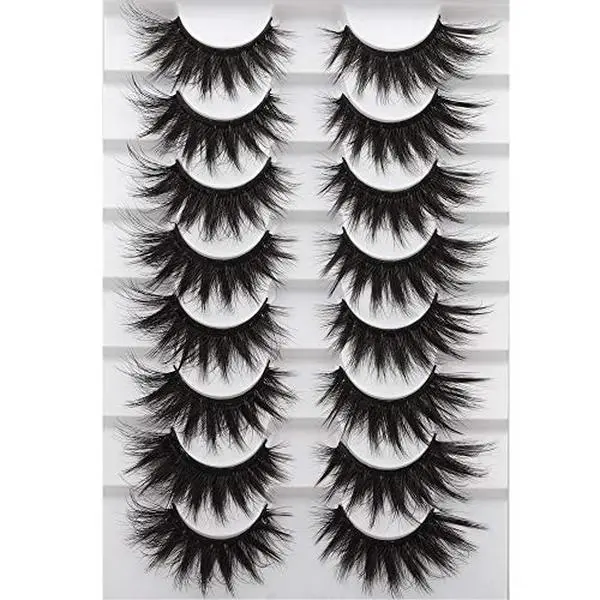 False Eyelashes Mink Lashes 20 MM Long False Lashes 9D Cat-eye Volume Faux Mink Lashes Pack 8 Pairs