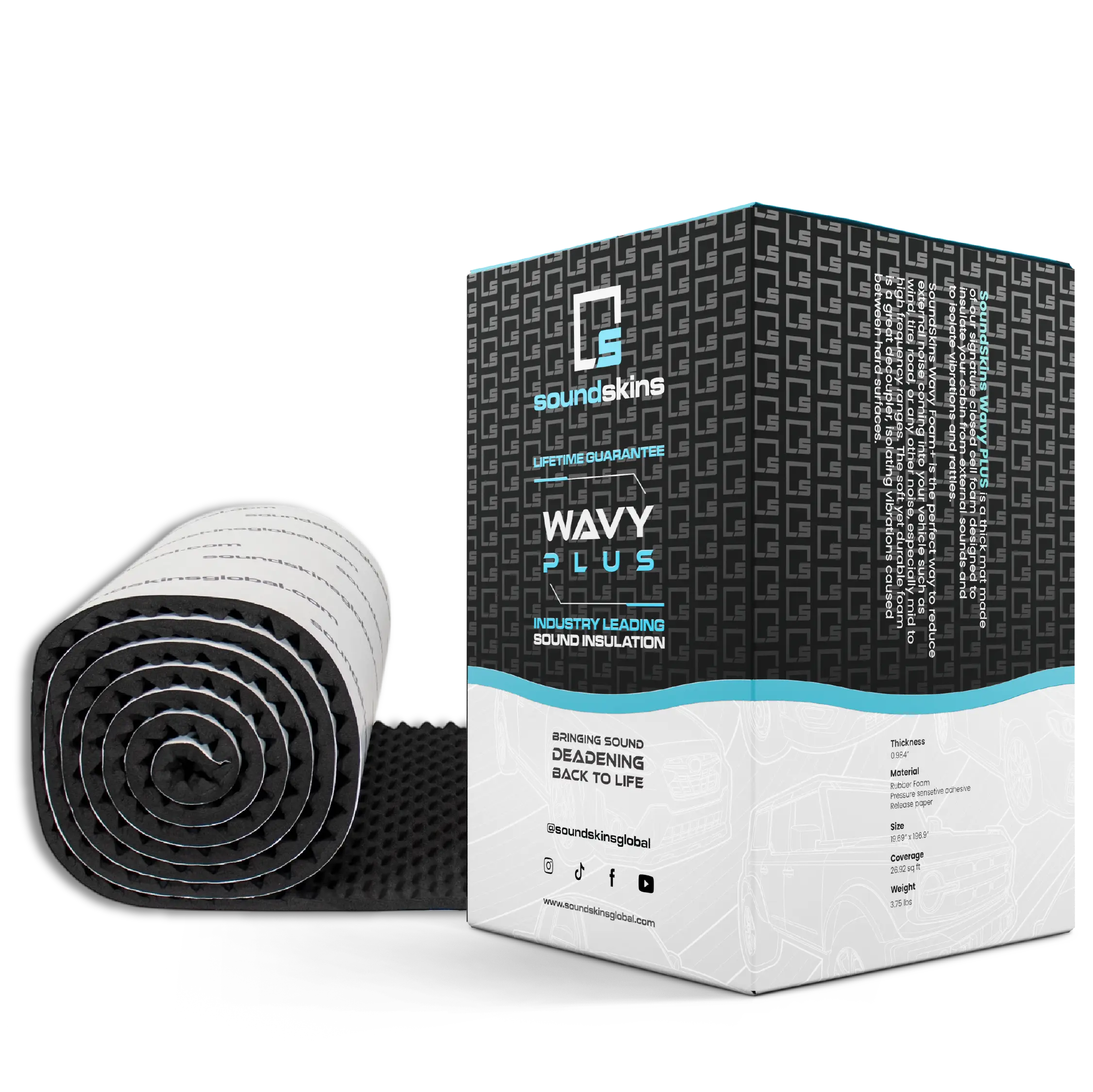 SoundSkins | Wavy PLUS Sound Deadening Lightweight Closed Cell Foam Mat | SSK-WAVYPLUS | 984 mil/25mm, 26.92 sq ft