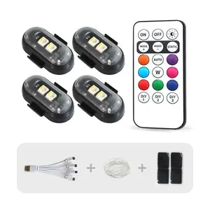 Rechargeable Car LED Light Kit, RGB Color Changing LED Light with Remote Control, Decorative Atmosphere Lamp for Car Motorcycle, LED Lights Car, Car Accessories