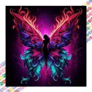 1 set of DIY diamond painting kit, 5D diamond art set, DIY decoration butterfly wings silhouette mosaic, diamond art, DIY art home decor
