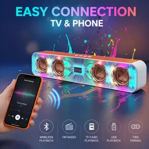 XLT999 Bluetooth Speaker, 4 Drivers + 2 Passive Bass Radiators, Portable Subwoofer with Full LED Lights, Transparent High-End Panel, TF Card/USB/AUX, Perfect for Parties Gifts