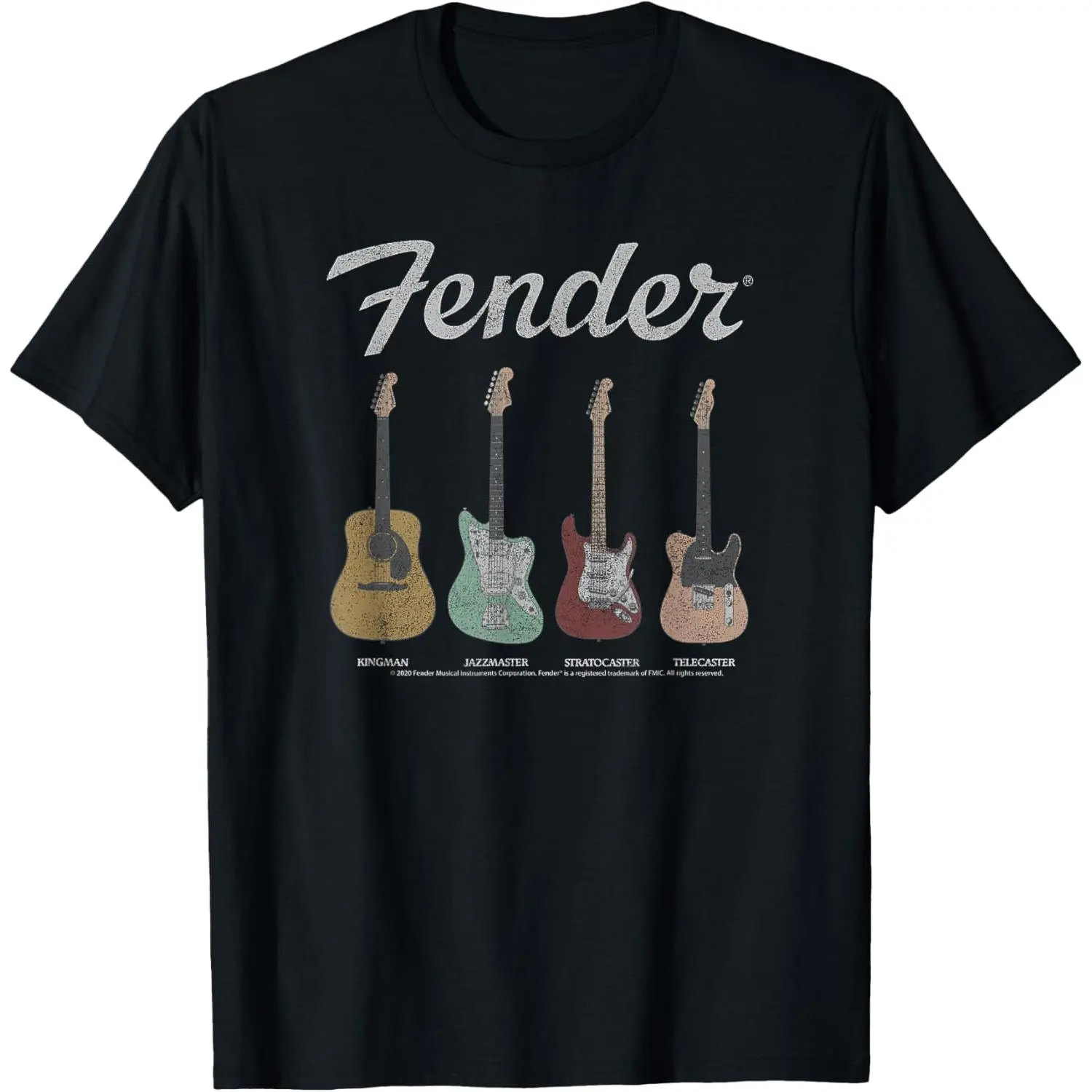 Fender Vintage Guitar Lineup T-Shirt Menswear Top girlfriend character  tees Graphic Musical Set Streetwear outfit Tshirt Tropical