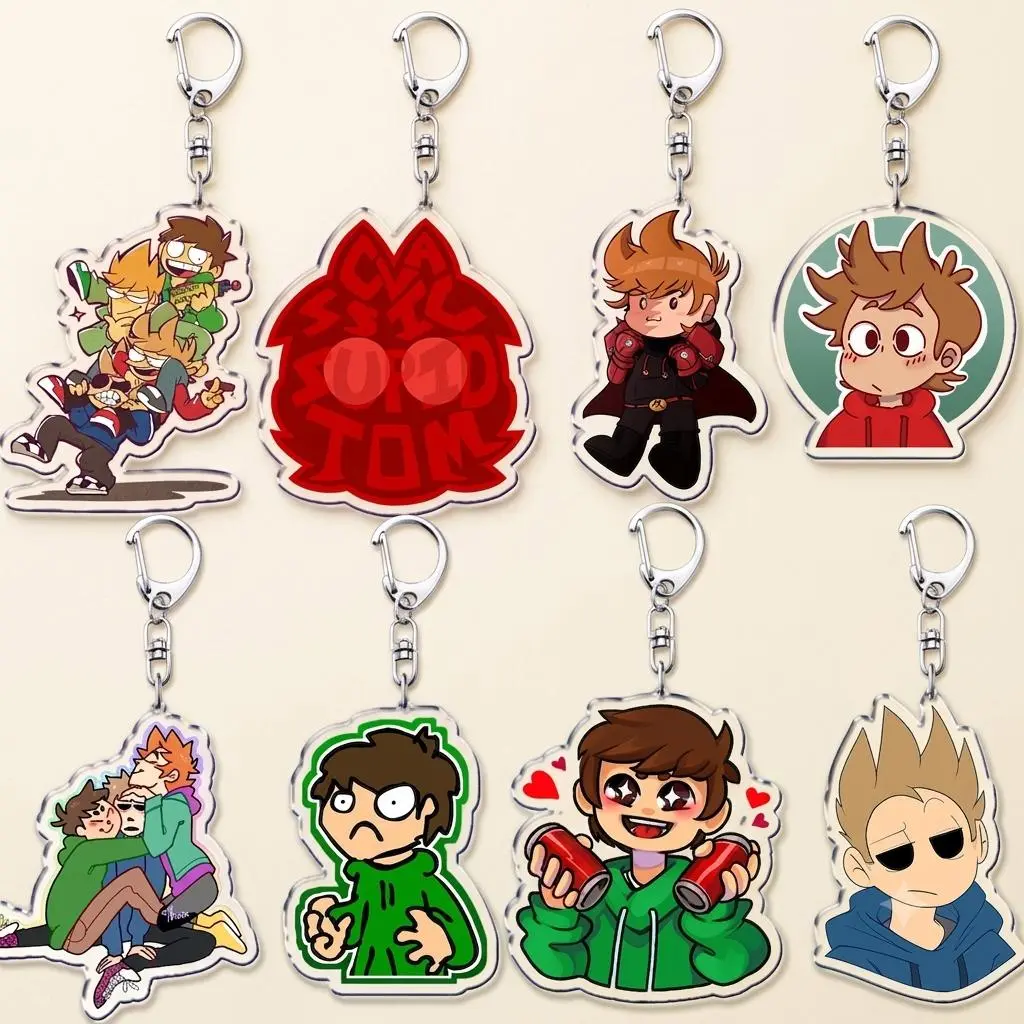 Cartoon Anime Eddsworld Tord Keychain, Edds Meme Keyrings Fans Friends Birthdays Gifts