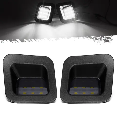 Partsam Full Led License Plate Lights Lamp Assembly Smoke Black Housing Compatible with Dodge Ram 1500 2500 3500 2003-2018 Pickup Truck Rear Step Bumper Replacement, Pack of 2