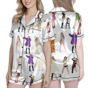 Eras Inspired Pajamas Set For Tour Fans– Women’s Pajamas Silk Satin Romantic Pop, Soft Nightwear, Loungewear, Homewear, Perfect Gift for Mom & Her
