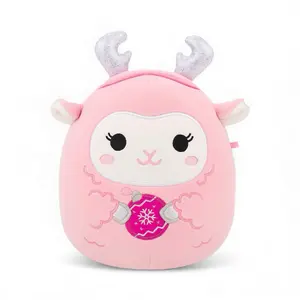 Squishmallows Plush Toy 2025 Christmas Squad 8" Lala the Lamb Holding Pink Ornament Soft Cuddly Holiday Gift