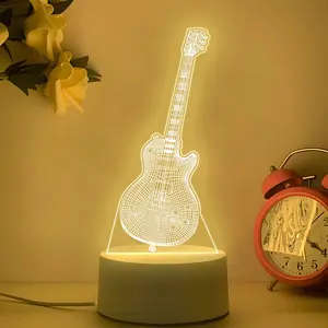 1pc Guitar Night Light, USB Powered Warm Light, Creative Desk Lamp, Bedroom Ambiance Light, Room Decor, Christmas Gift