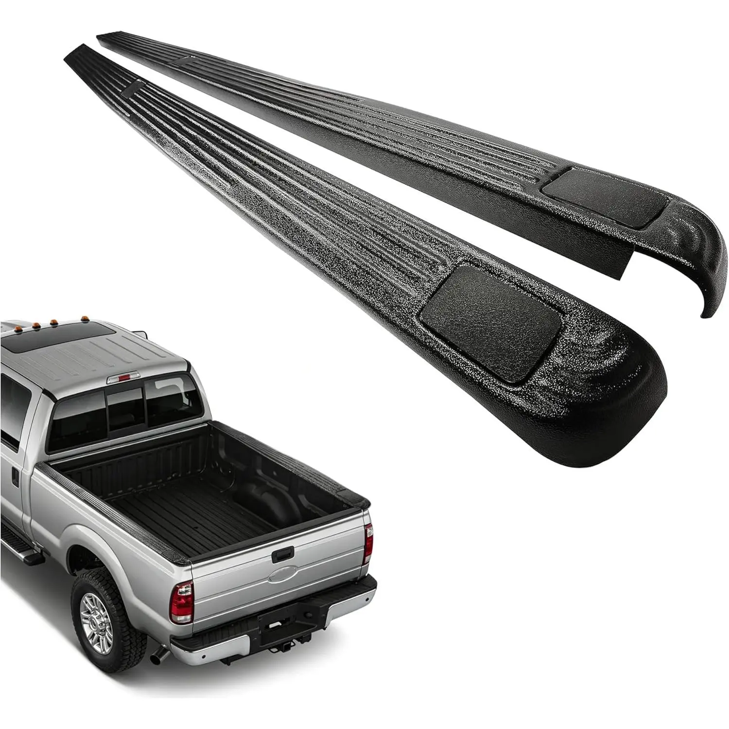 KQQIO 8ft ABS Truck Bed Side Rail Cover 2pcs (High Hardness) Compatible with Ford 2002-2016 F250 F350 F450 F550 Super Duty, Driver & Passenger Side Replacement for 2C3Z99291A40AAA 2C3Z99291A41AAA Rail Top Molding, Improves Appearance, 8 Feet