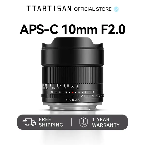 TTARTISAN 10mm F2.0 Wide Angle Lens - APS-C Prime Ultra-Wide Angle Camera Lens with 105° Manual Focus for Fuji X Mount, Sony E Mount, Landscape, Architecture Use, F2.0 Large Aperture