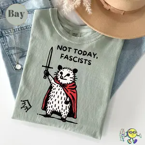 Comfort Colors Not Today Fascists Shirt Opossum Warrior T-Shirt Trendy Retro Political Graphic Tee Vintage Social Justice Gift for Her Minimalist Activism Top Oversized Sunday Shirt 2026 Bloom Tee Support Resistance Era Art