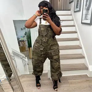 Casual Loose Camouflage Cargo Jumpsuit for Women