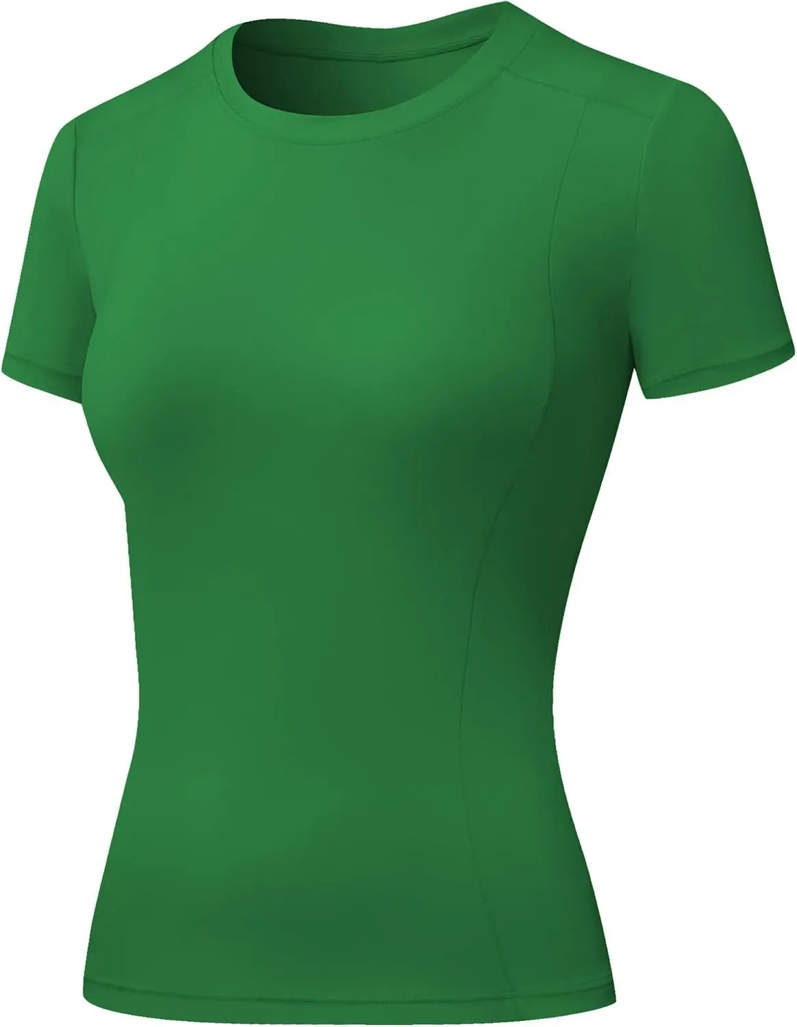 Women's Compression Shirts Short Sleeve Crewneck Athletic Nylon Workout Tops Yoga Gym Quick Dry Tee Shirts