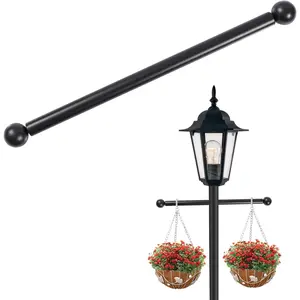 16 inch Black Steel Lamp Post Cross Arm Replacement Cross Bar Ladder Rest for Outdoor Lamp Post 1Pack