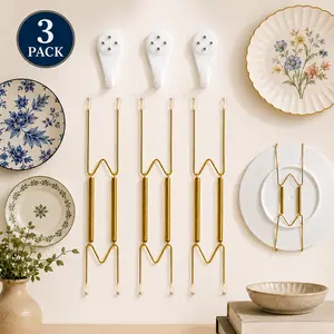 3 Pack Plate Hangers for Wall Display, Adjustable Invisible Stainless Steel Heavy Duty Plate Hangers with Wall Hooks, Decorative Plate Holder for Porcelain, Ceramic,Invisible Heavy Duty Plate Hanging Kit for Decorative Wall Plates