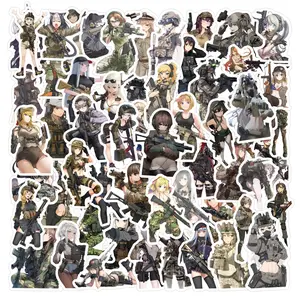 60 Cartoon Military Anime Girl Stickers, Waterproof Decorative Stickers for Bullet Journal, Stationery, Water Bottle, Computer