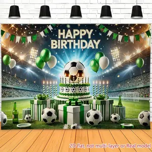 Soccer Stadium Birthday Backdrop Sports Celebration Photography Background, Football Theme Tapestry Wall Hanging, Premium Polyester Party Banner For Birthday Party, Photo Booth Setup, Gaming Room Decor, Event Celebration Supplies