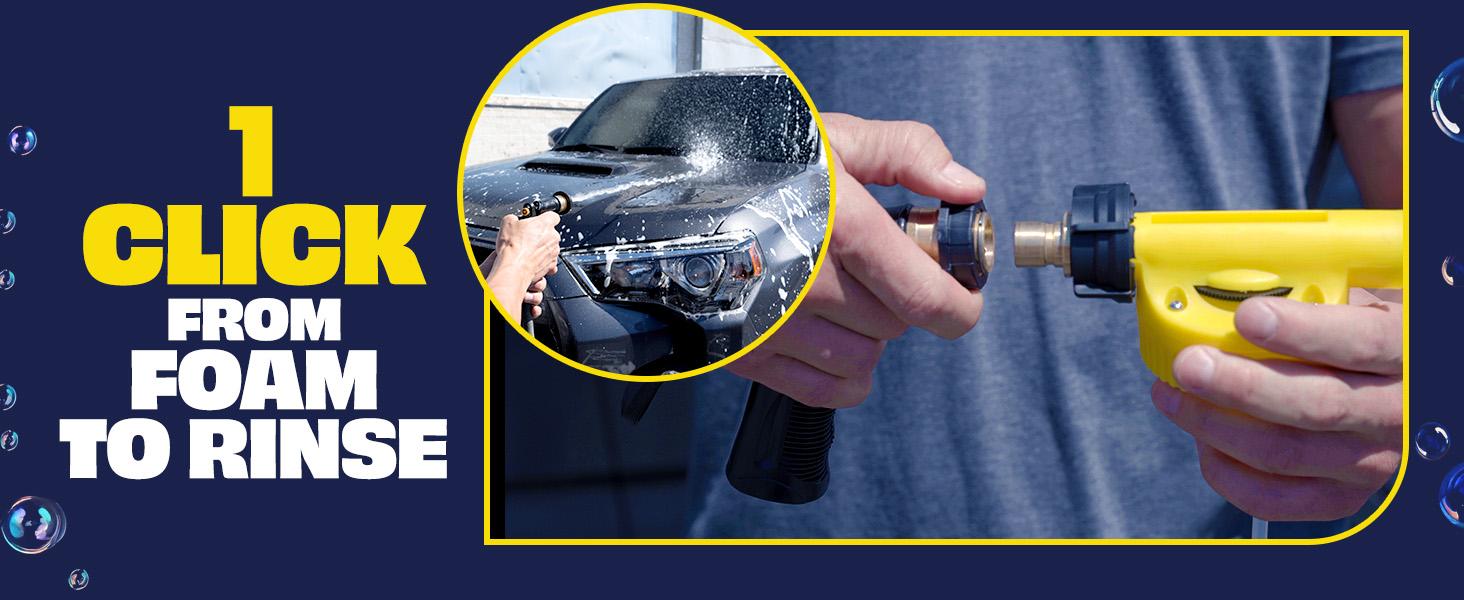Car Wash Foam Gun & Microfiber Mitt Kit - Adjustable Dial Thick Foaming Hose Thread Fit Garden Hose Attachment, Home Car Wash Scratch-Free Cleaner for Vehicles, Auto Detailing Soap Sprayer