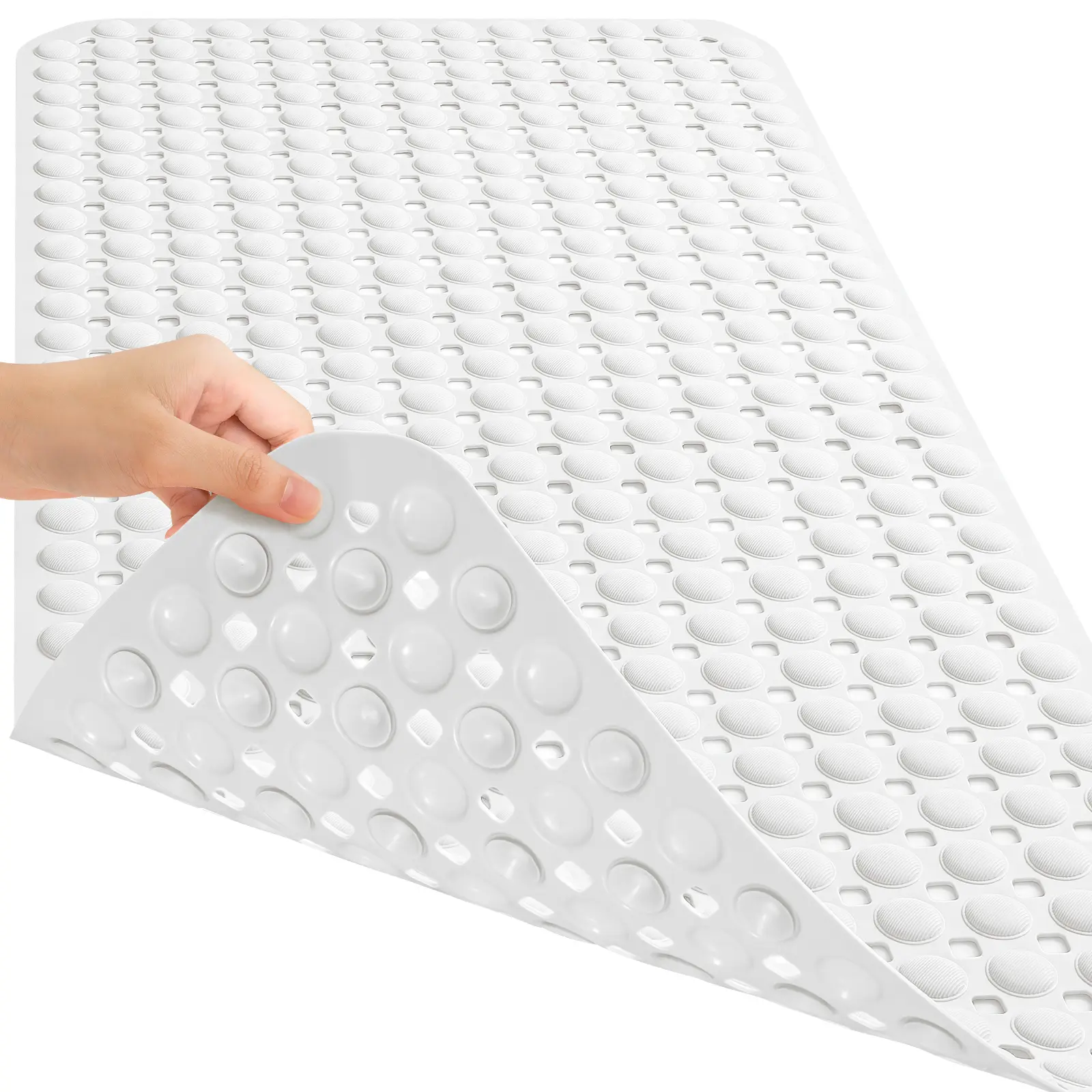 Soft Non-Slip Tub & Shower Mat (35"×16") - In-Shower Scrubber Floor Liner with Quick Drain Holes, Strong Suction Cups, Easy Cleaning, Machine Washable Bathroom Essential home essentials
