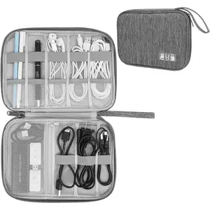 Electronic Organizer Travel Universal Cable Organizer Electronics Accessories Bag for Cable, Charger, Phone, USB, SD Card,1Pack