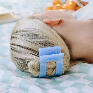 TELETIES - Large Flat Rectangle Hair Clip - Blue Lagoon