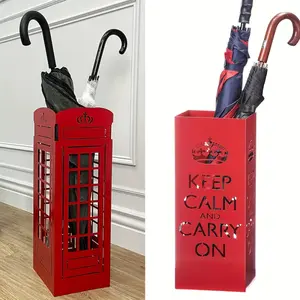 Vintage Red Umbrella Stand With Phone Design Heavy Duty Iron Vertical Space Saving Storage For Entryway Living Room Balcony Hotel Christmas Gift Golf Club Holder Elegant Home Decor