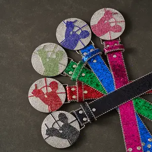 Elegant Rhinestone Decorated Denim Belt - Perfect for Country Style Rhinestone Knight Belt Buckle