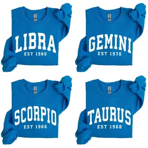 (DM To Shop) Custom Year, Custom Zodiac Sweatshirt – Sapphire Color, Est Your Year Astrology Pullover, Cute Horoscope Energy Gift, Unisex Crewneck Sweatshirt, Birthday Zodiac Sign Outfit 2026